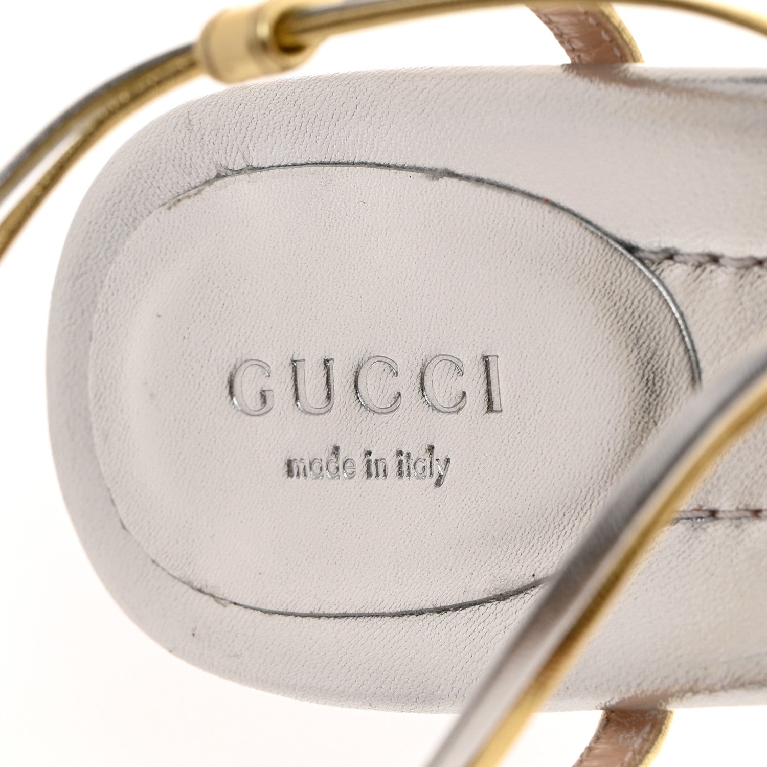 Gucci Nappa Silk Heel Sandals 39.5 Platino Silver 7 of 8