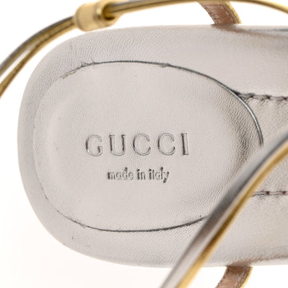Gucci Nappa Silk Heel Sandals 39.5 Platino Silver 7 of 8