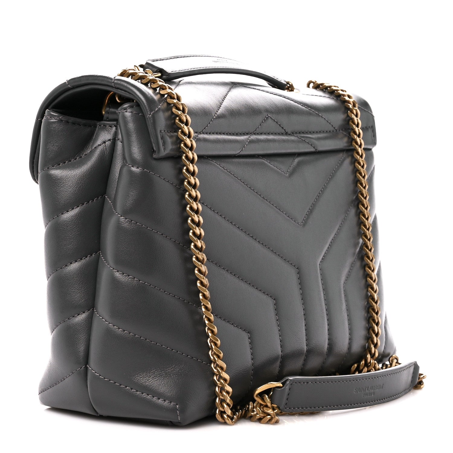 Saint Laurent Calfskin Y Quilted Monogram Small Loulou Chain Satchel Storm 3 of 11