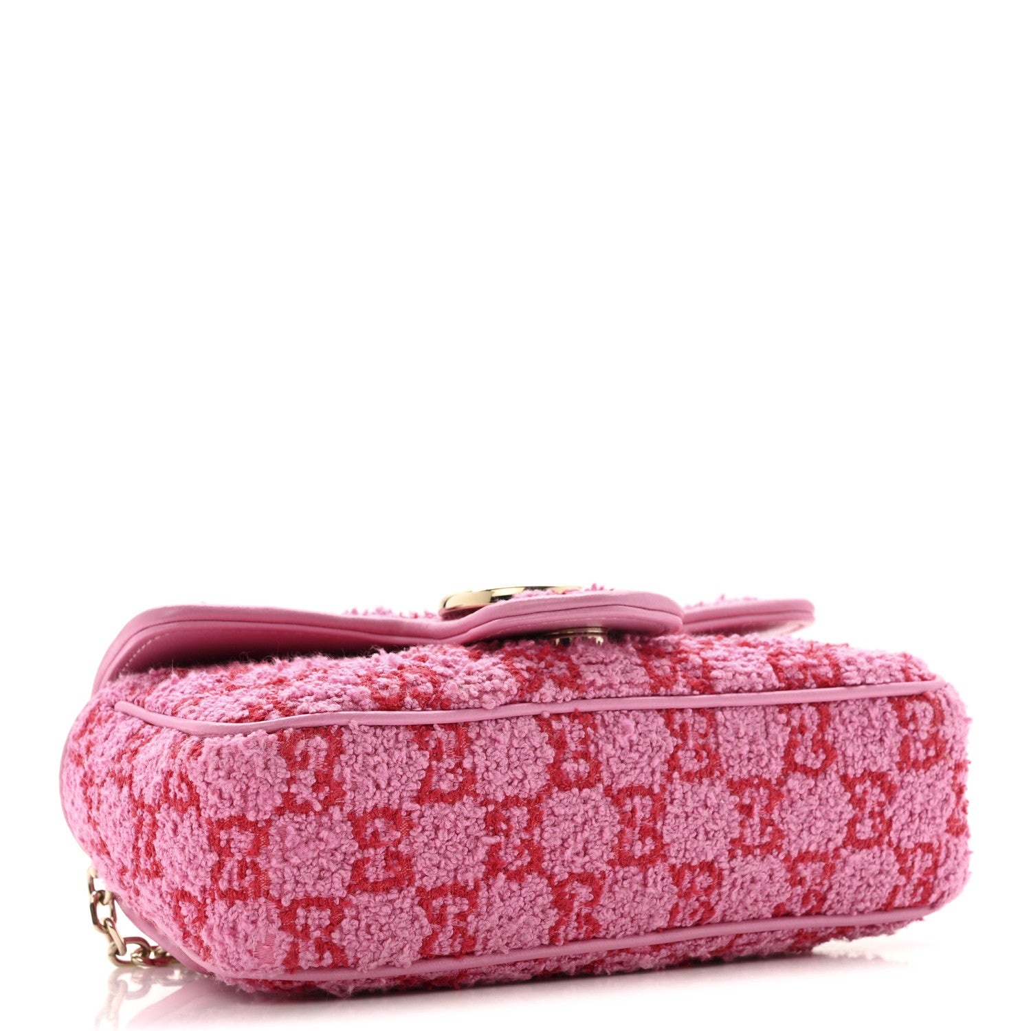 Gucci Tweed GG Monogram Mini GG Marmont Shoulder Bag Pink Red 4 of 12