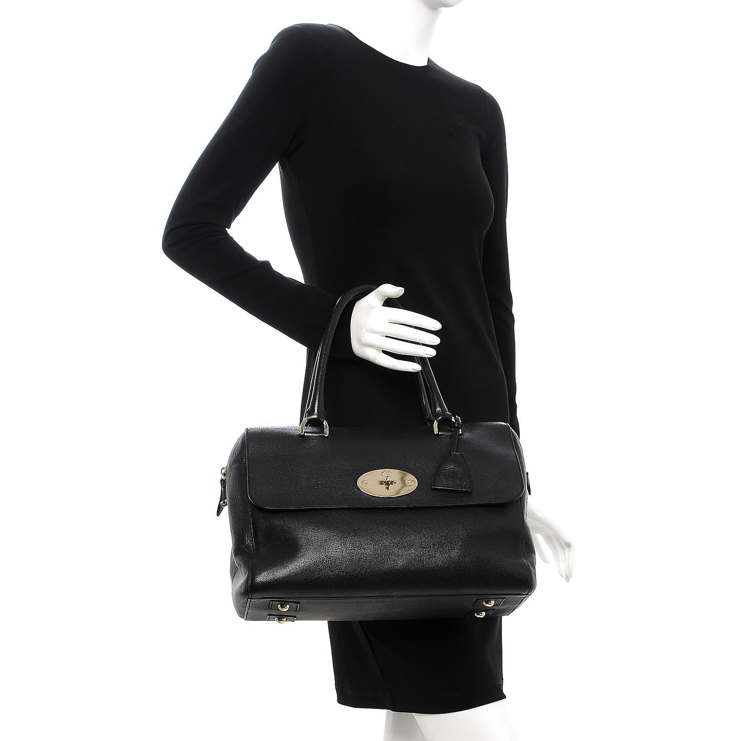 Mulberry Glossy Goatskin Medium Del Rey Satchel Black 2 of 12