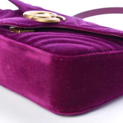 Gucci Velvet Matelasse Small GG Marmont Shoulder Bag Fuchsia Violet Cyclamen 9 of 10