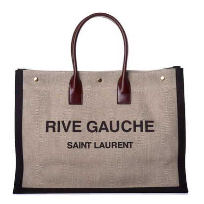 Saint Laurent Linen Calfskin Rive Gauche Tote Natural 1 of 8