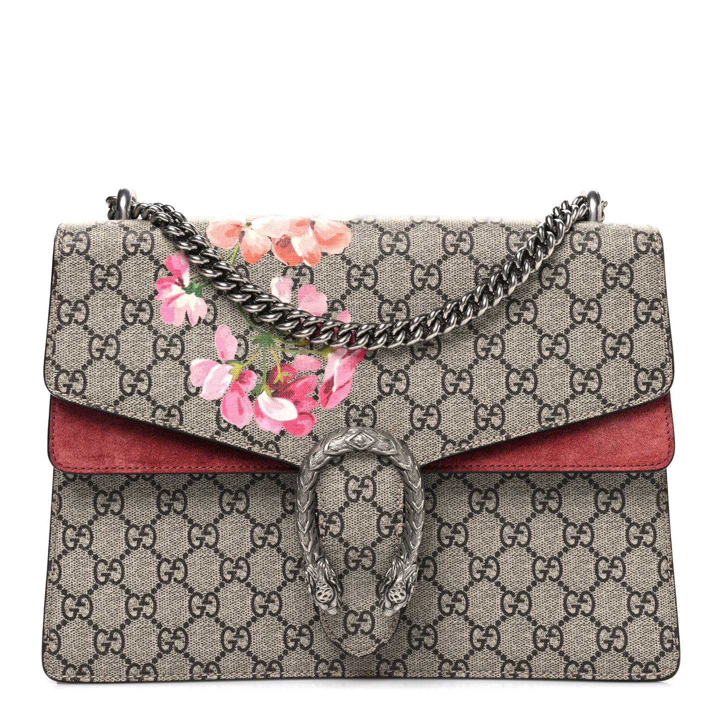 GG Supreme Monogram Blooms Medium Dionysus Shoulder Bag Beige Multicolor Dry Rose