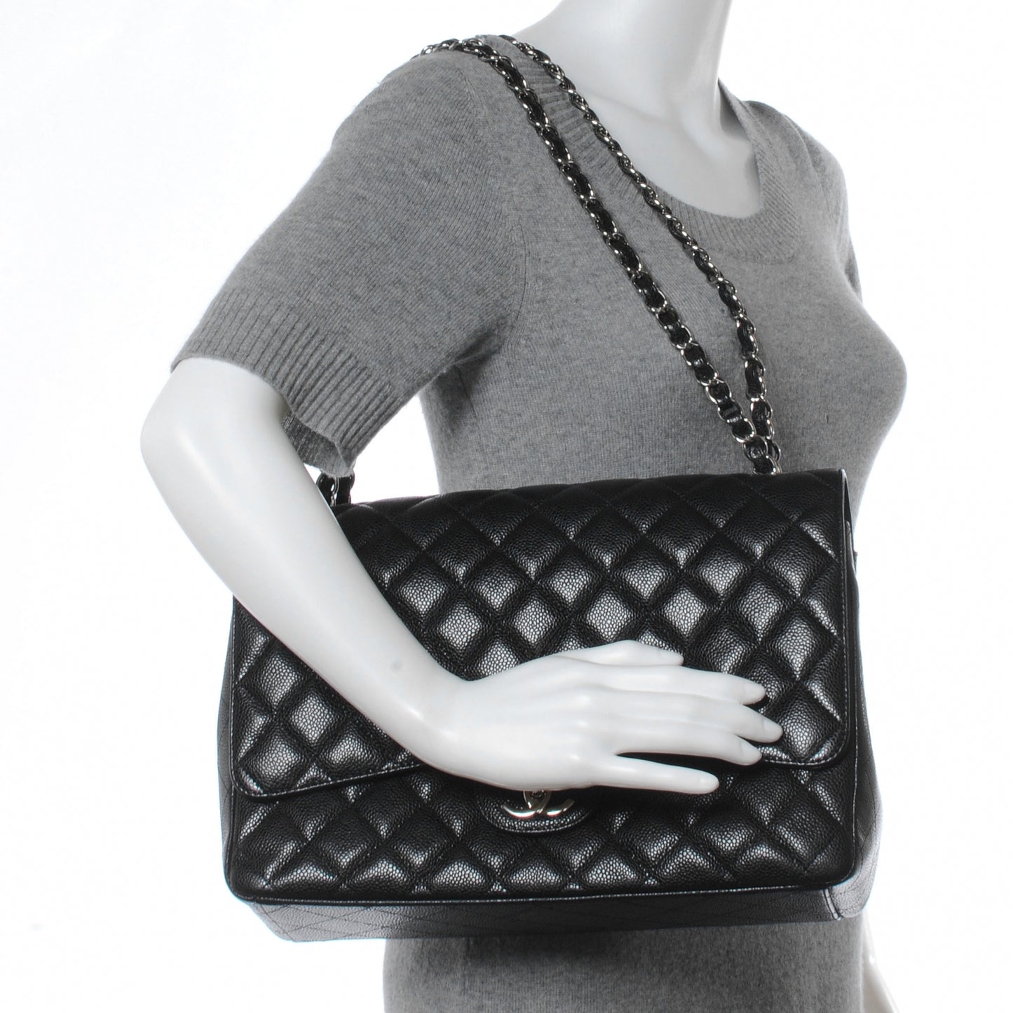 Caviar Maxi Single Flap Black