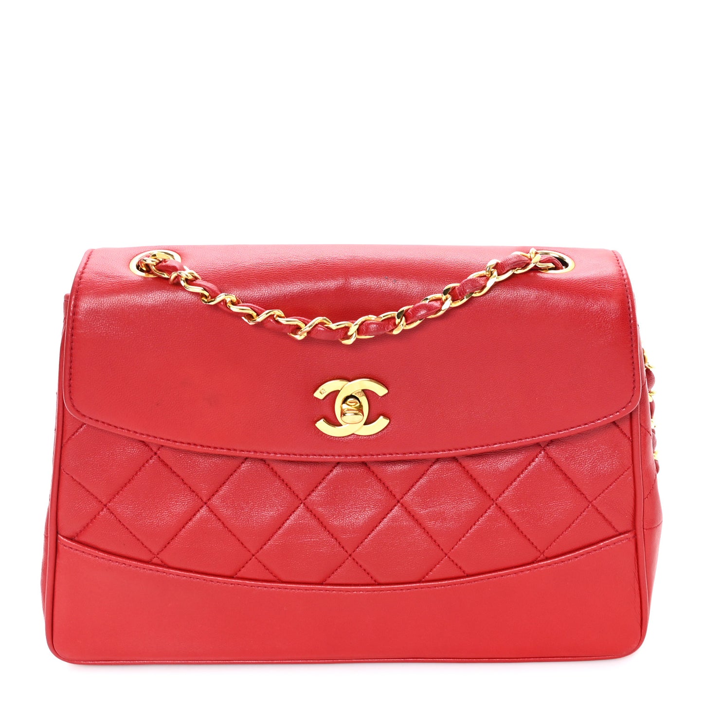 Lambskin Quilted Small Single Flap Red