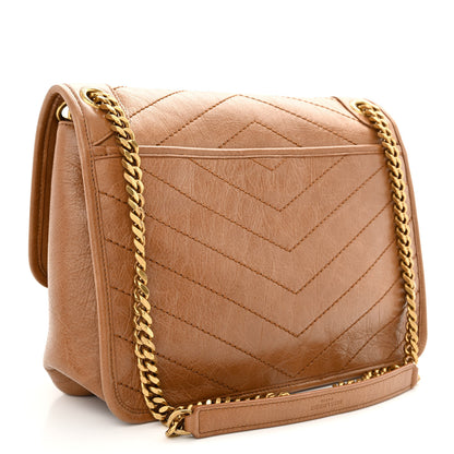 Saint Laurent Crinkled Calfskin Matelasse Monogram Medium Niki Chain Satchel Light Caramel 3 of 10