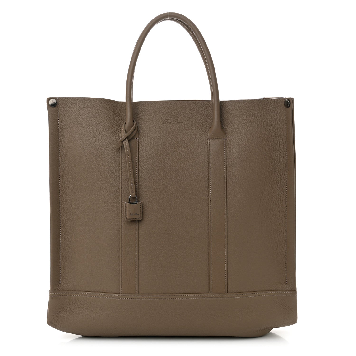 Loro Piana Grained Calfskin Small Beam Tote Warm Mastic 1 of 9