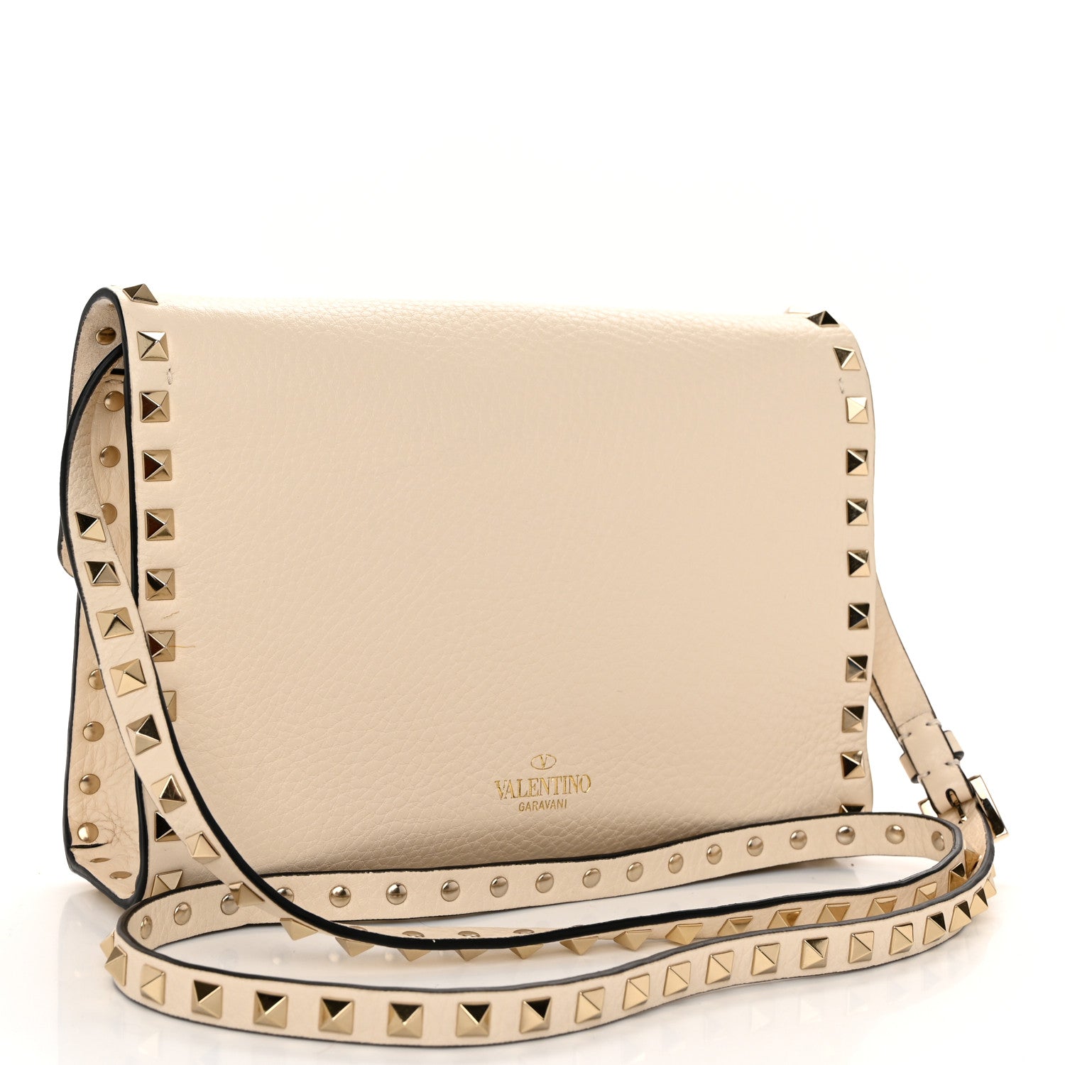 Valentino Garavani Pebbled Calfskin Medium Rockstud Flip Lock Crossbody Bag Light Ivory 3 of 10