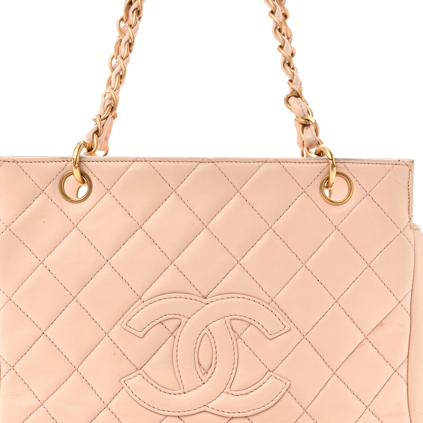 Lambskin Quilted Petit Timeless Shopping Tote PTT Beige