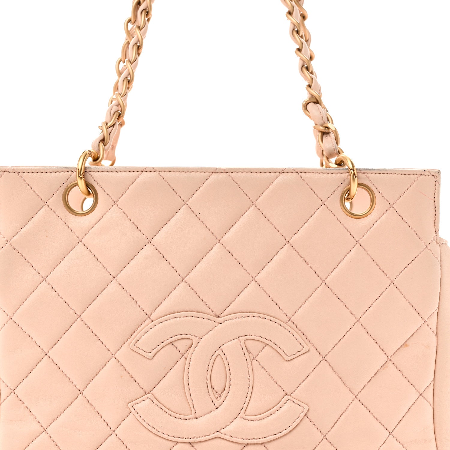 Chanel Lambskin Quilted Petit Timeless Shopping Tote PTT Beige 9 of 13
