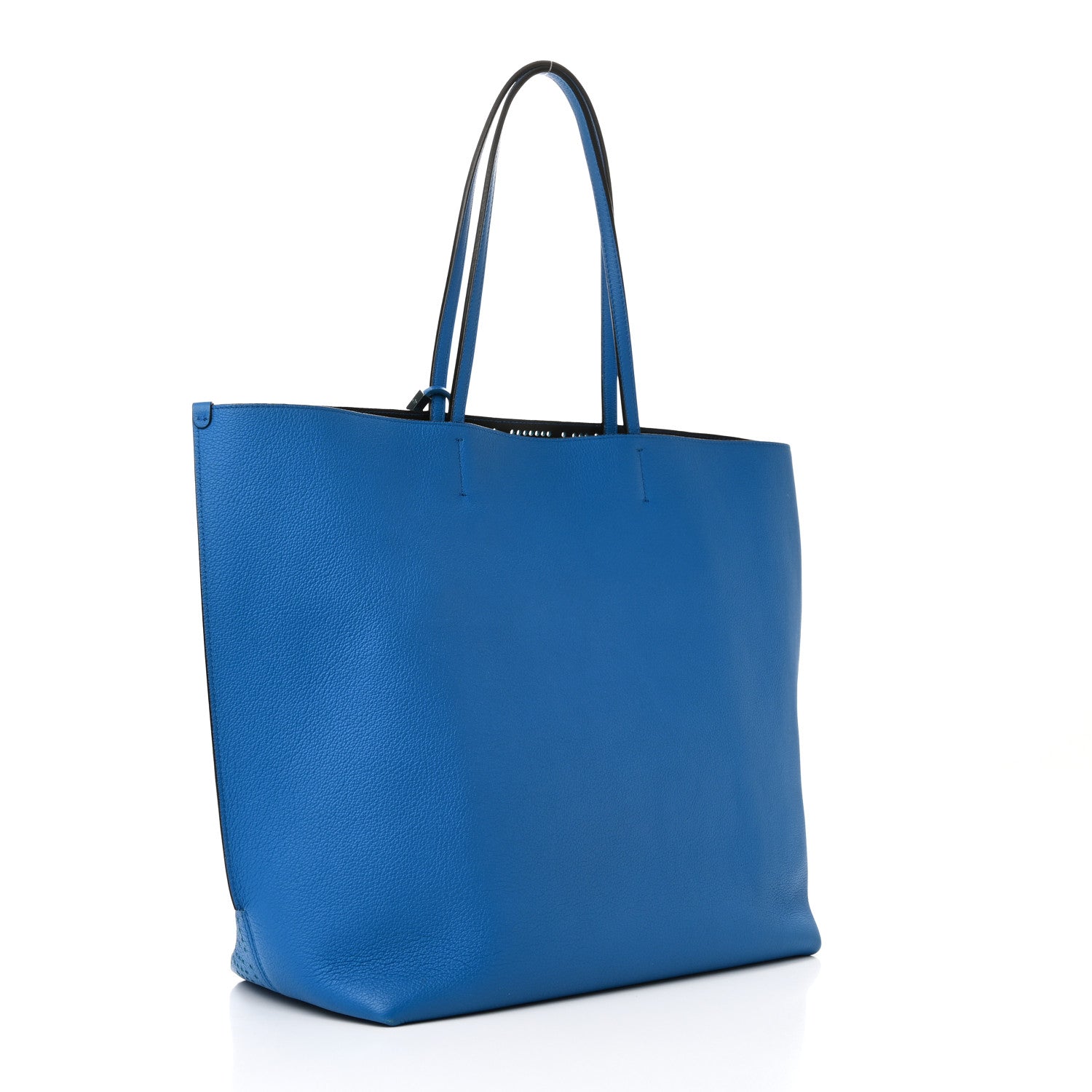 Christian Dior Calfskin Perforated Cannage Dioriva Tote Blue 3 of 9