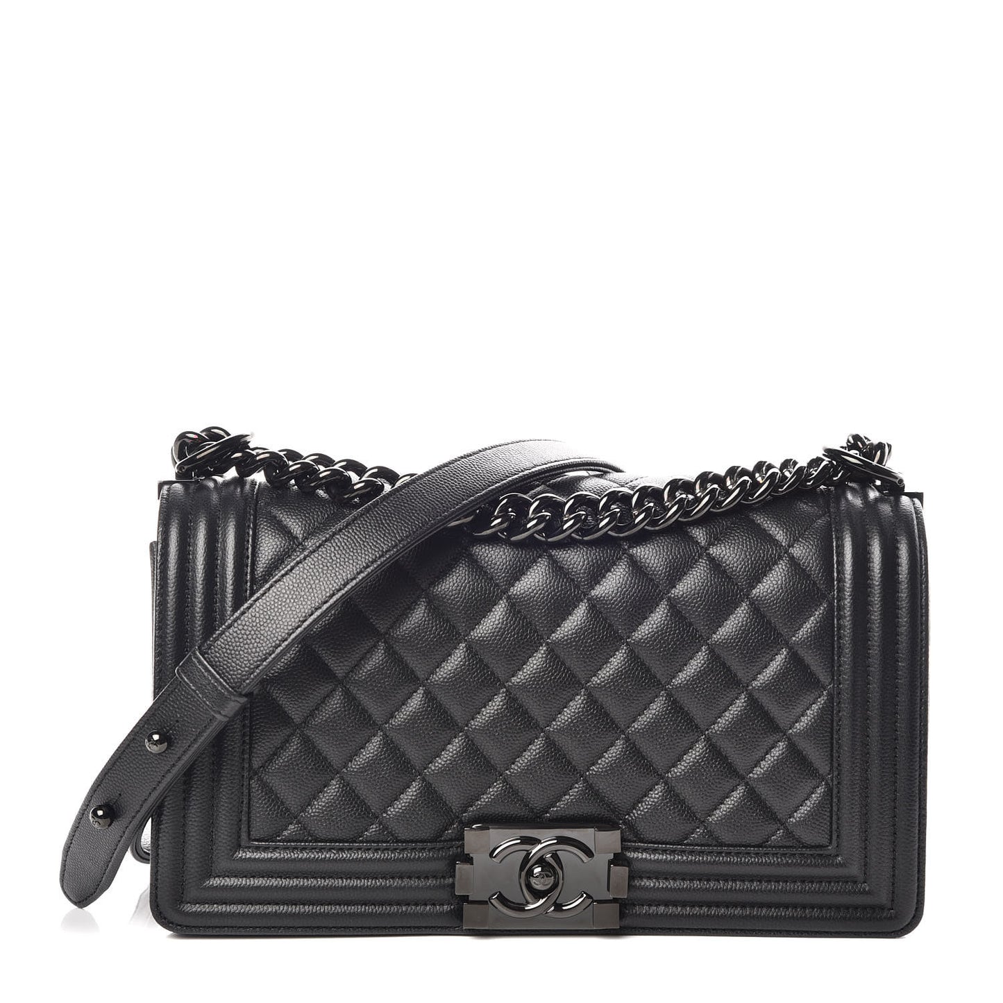 Caviar Quilted Medium Boy Flap So Black