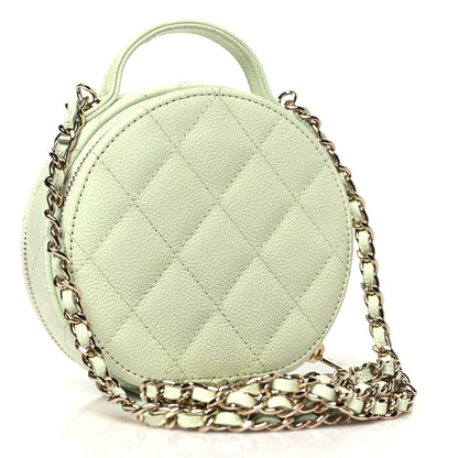 Chanel Caviar Quilted Round Handle With Care Vanity With Chain Light Green 3 of 10