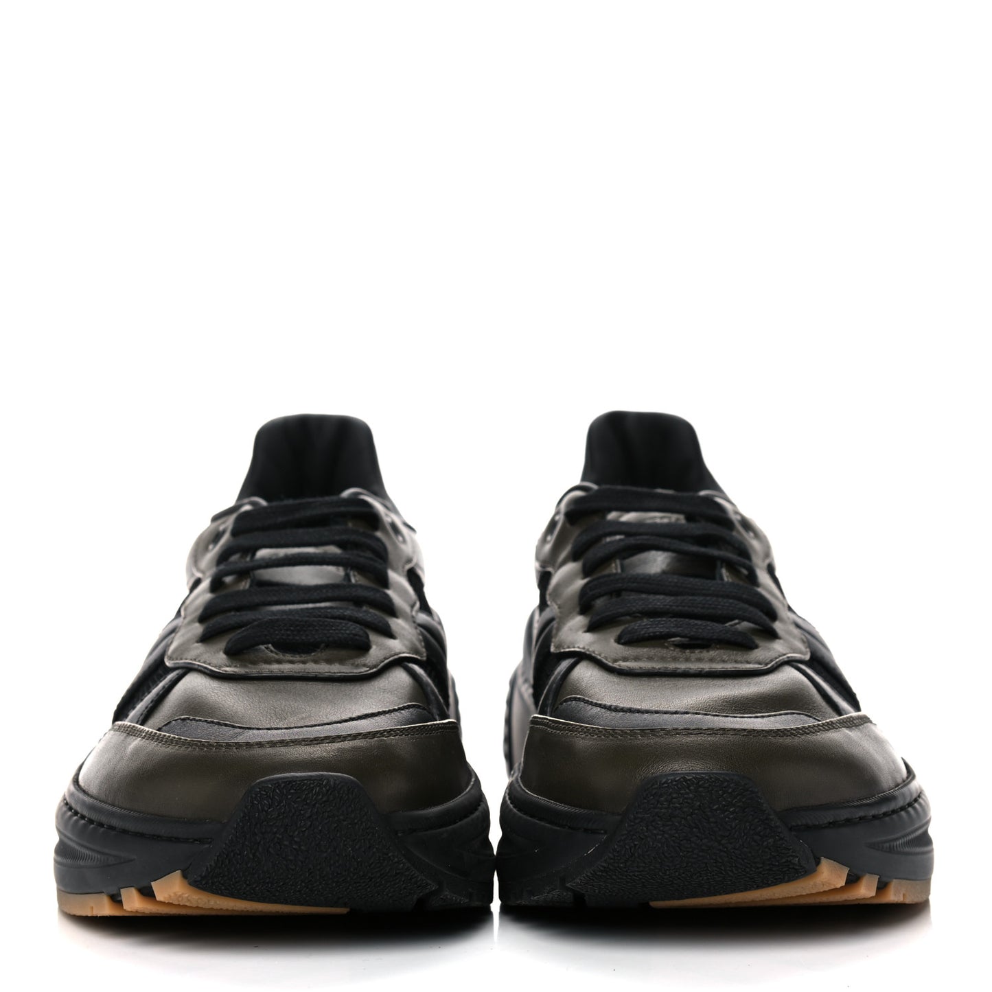Calfskin Technical Mesh Speedster Sneakers 44 Black Khaki
