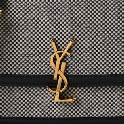 Saint Laurent Tweed Houndstooth Medium Solferino Satchel Black 11 of 11