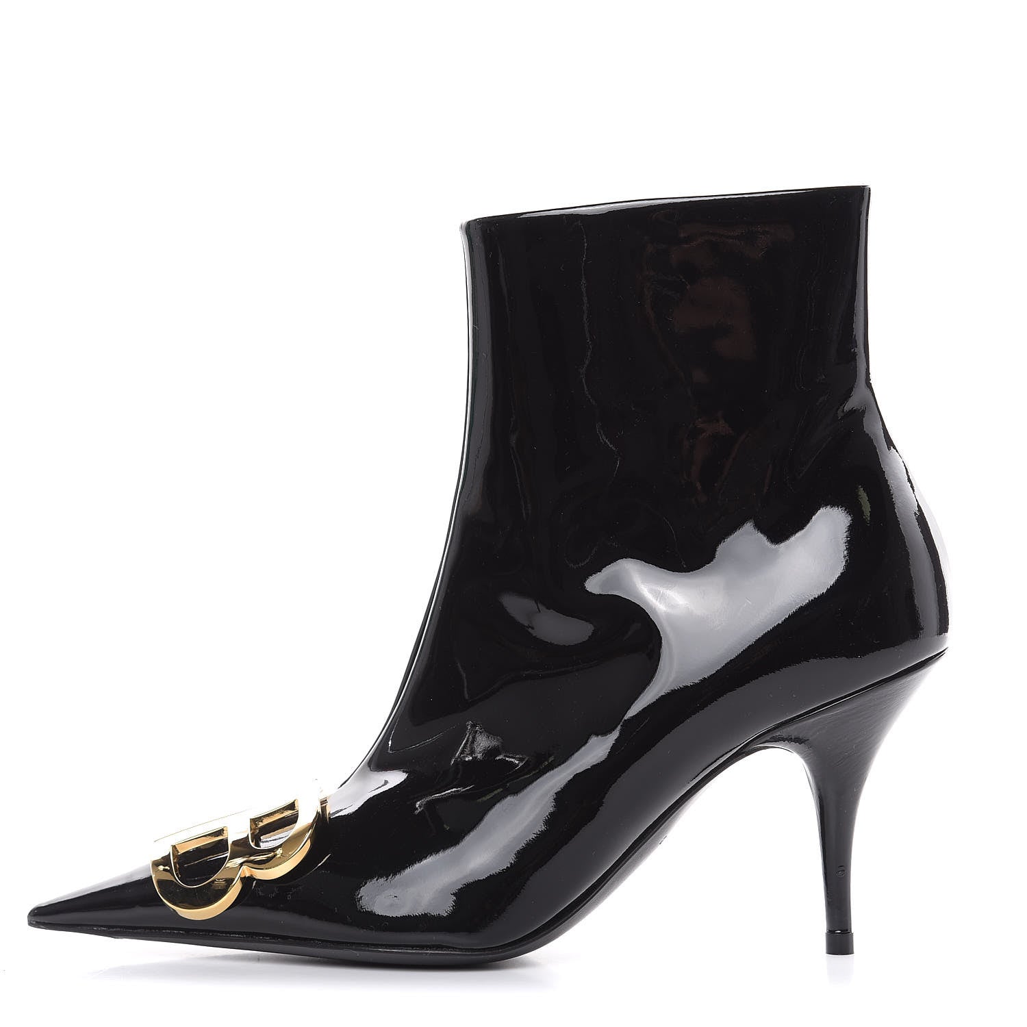 Balenciaga Patent BB Pointy Toe Ankle Booties 35 Black 1 of 8