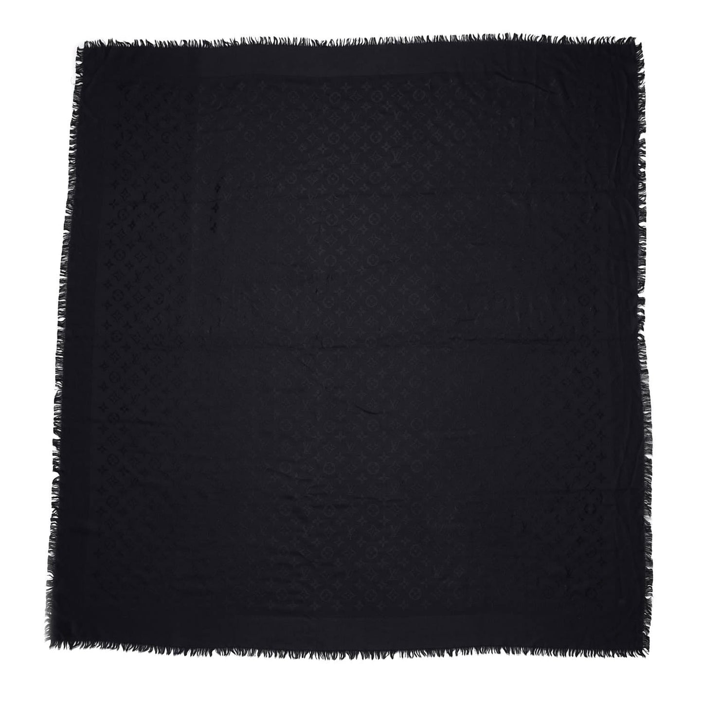 Silk Wool Monogram Shawl Black