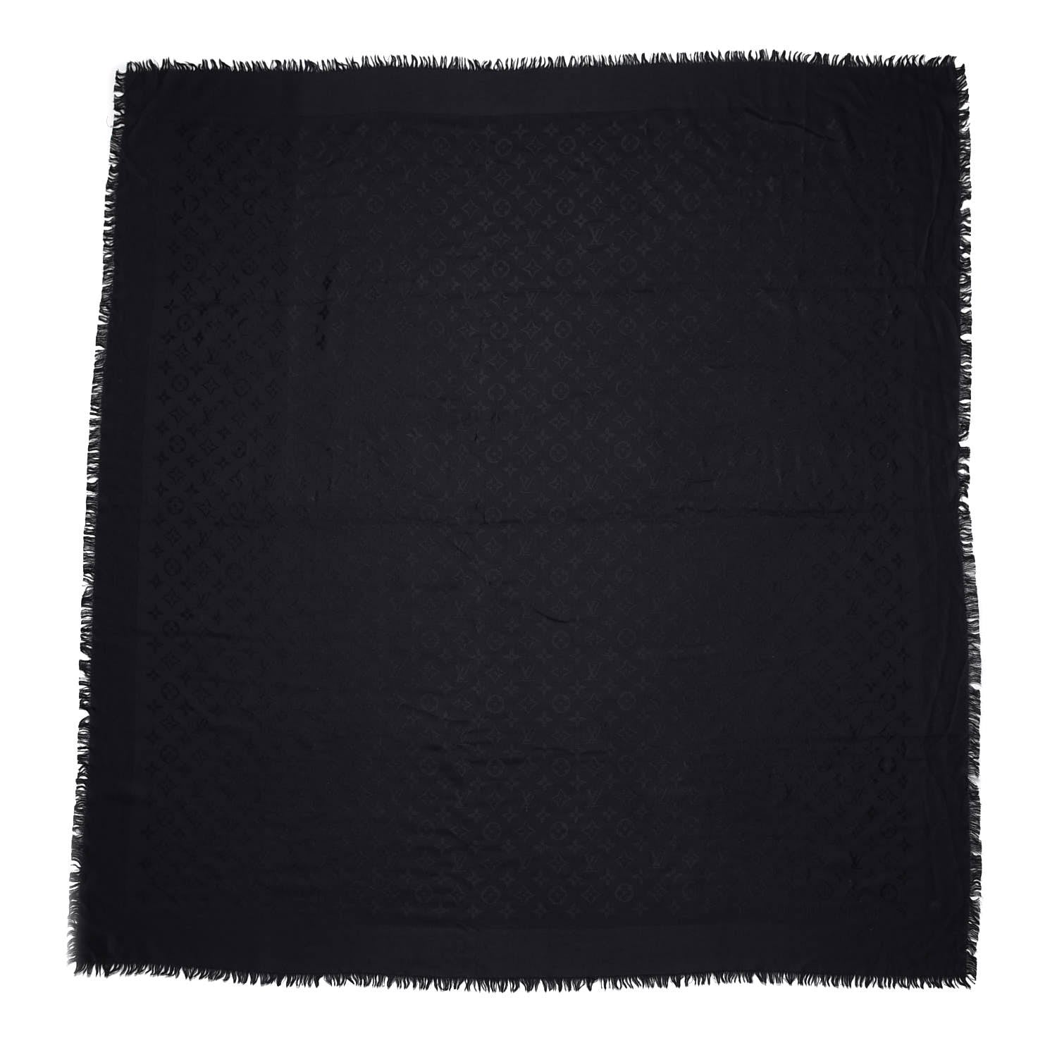 Louis Vuitton Silk Wool Monogram Shawl Black 1 of 3