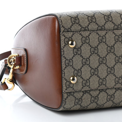Gucci GG Supreme Monogram Cuoio Toscano Small Boston Beige Ebony Cuir 7 of 10