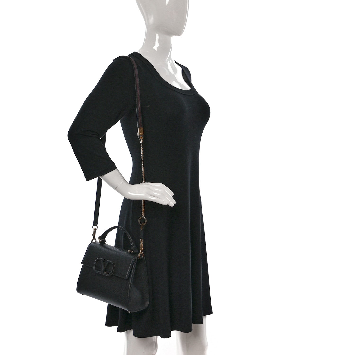 Valentino Garavani Grainy Calfskin Small VSling Top Handle Bag Black 2 of 8