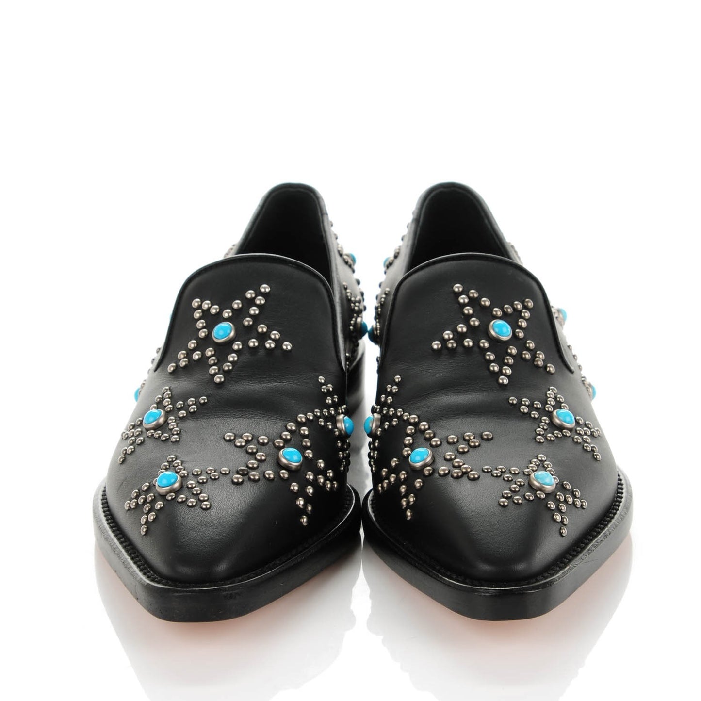 Nappa Star Studded Cabochon Loafers 35 Black
