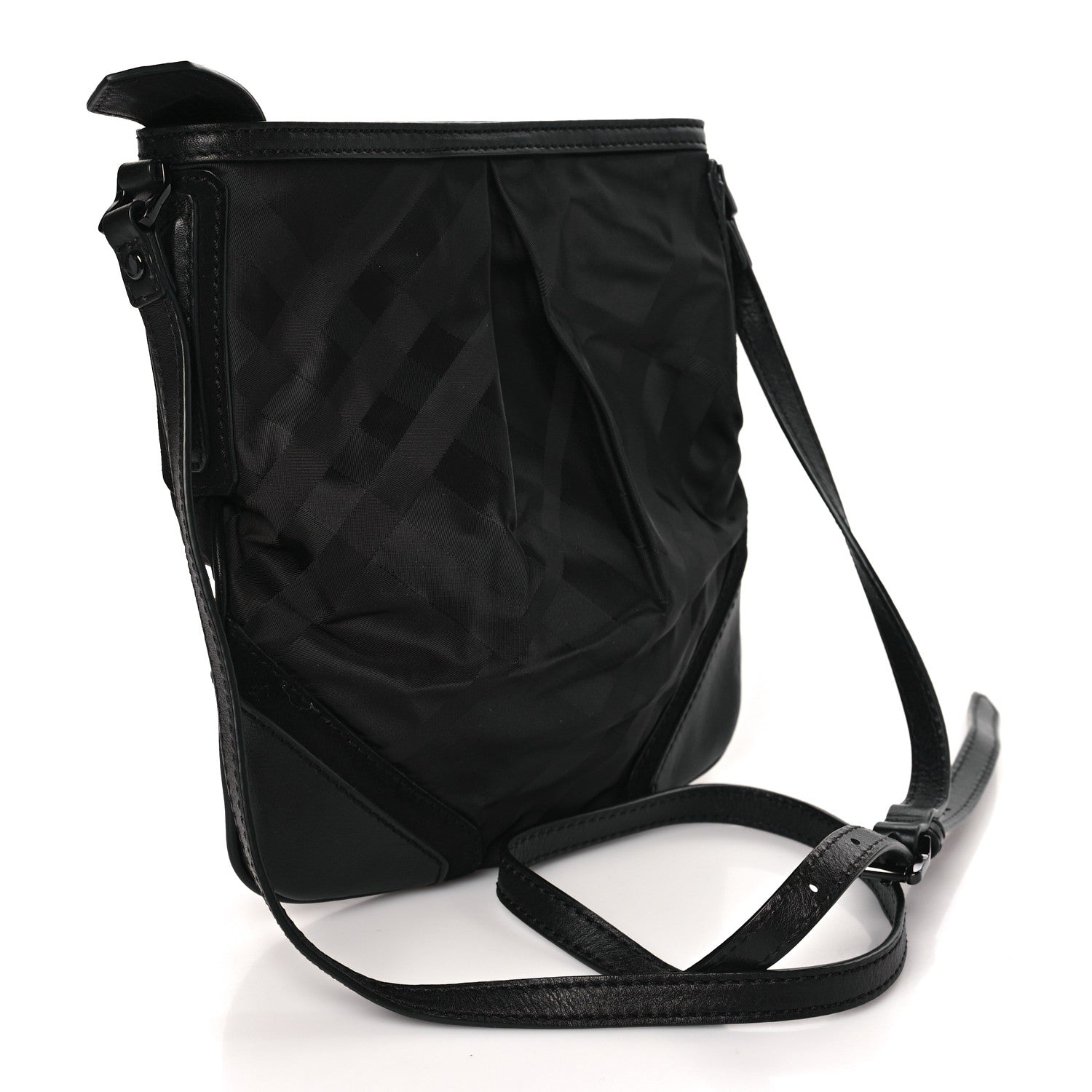 Burberry Nylon Tonal Check Crossbody Black 2 of 7