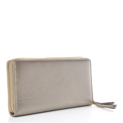 Gucci Metallic Pebbled Calfskin Soho Zip Around Wallet Golden Beige 3 of 8