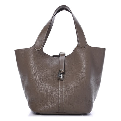 Hermes Taurillon Clemence Picotin Lock 22 MM Etoupe 1 of 11