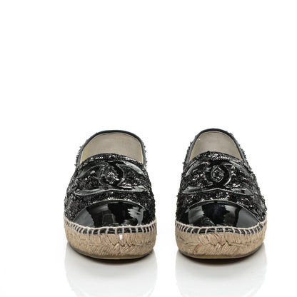 Chanel Patent Sequin CC Espadrilles 39 Black 2 of 8
