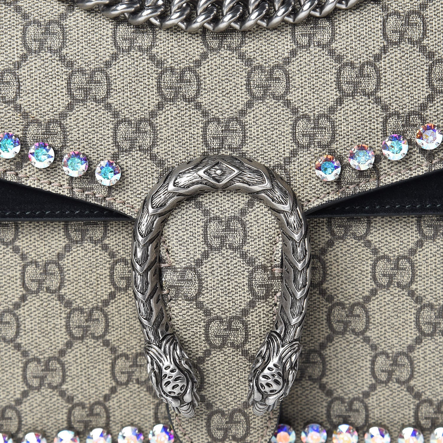 Gucci GG Supreme Monogram Crystal Small Dionysus Shoulder Bag Black 8 of 14