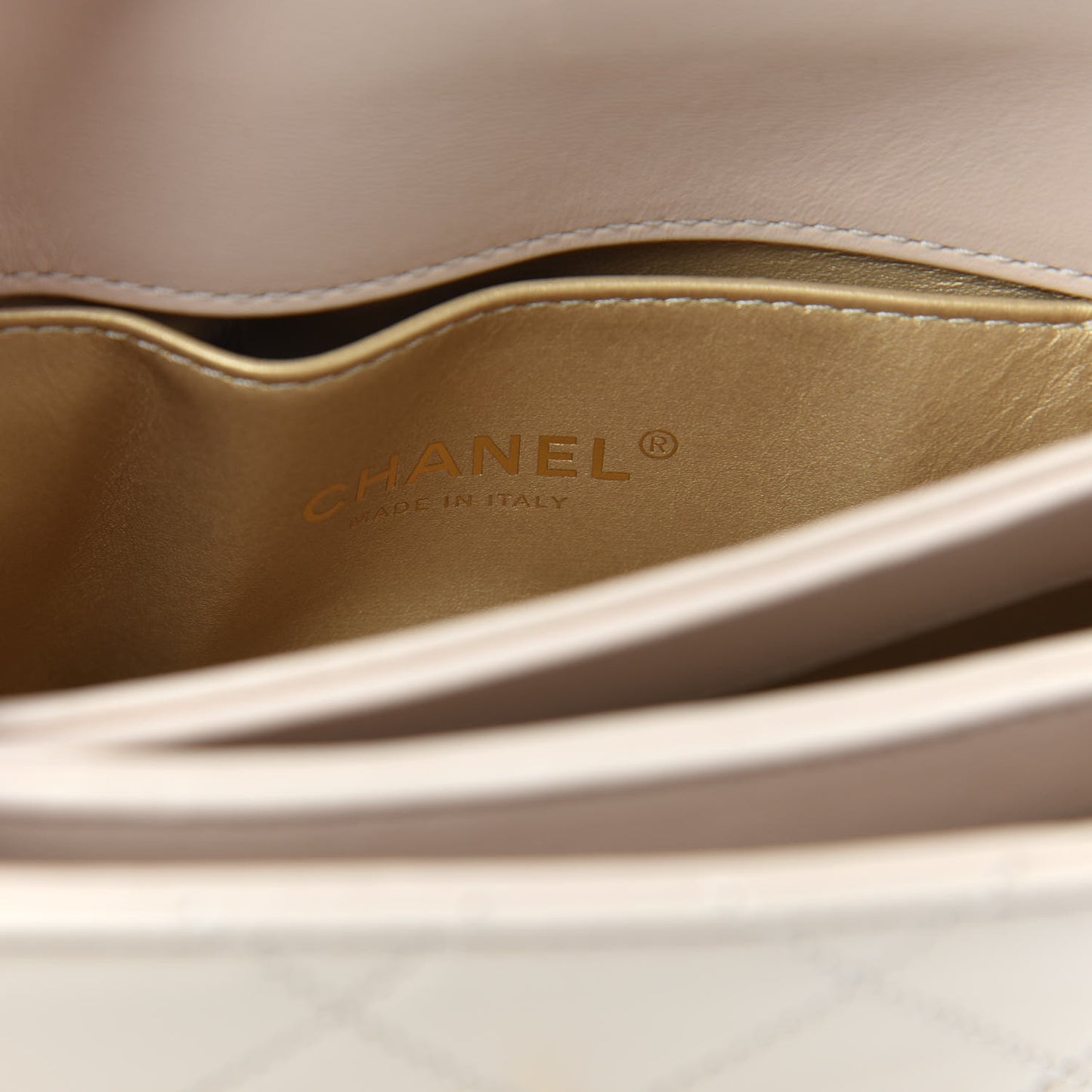 Lambskin Quilted Mini Trendy Spirit Top Handle Flap Beige