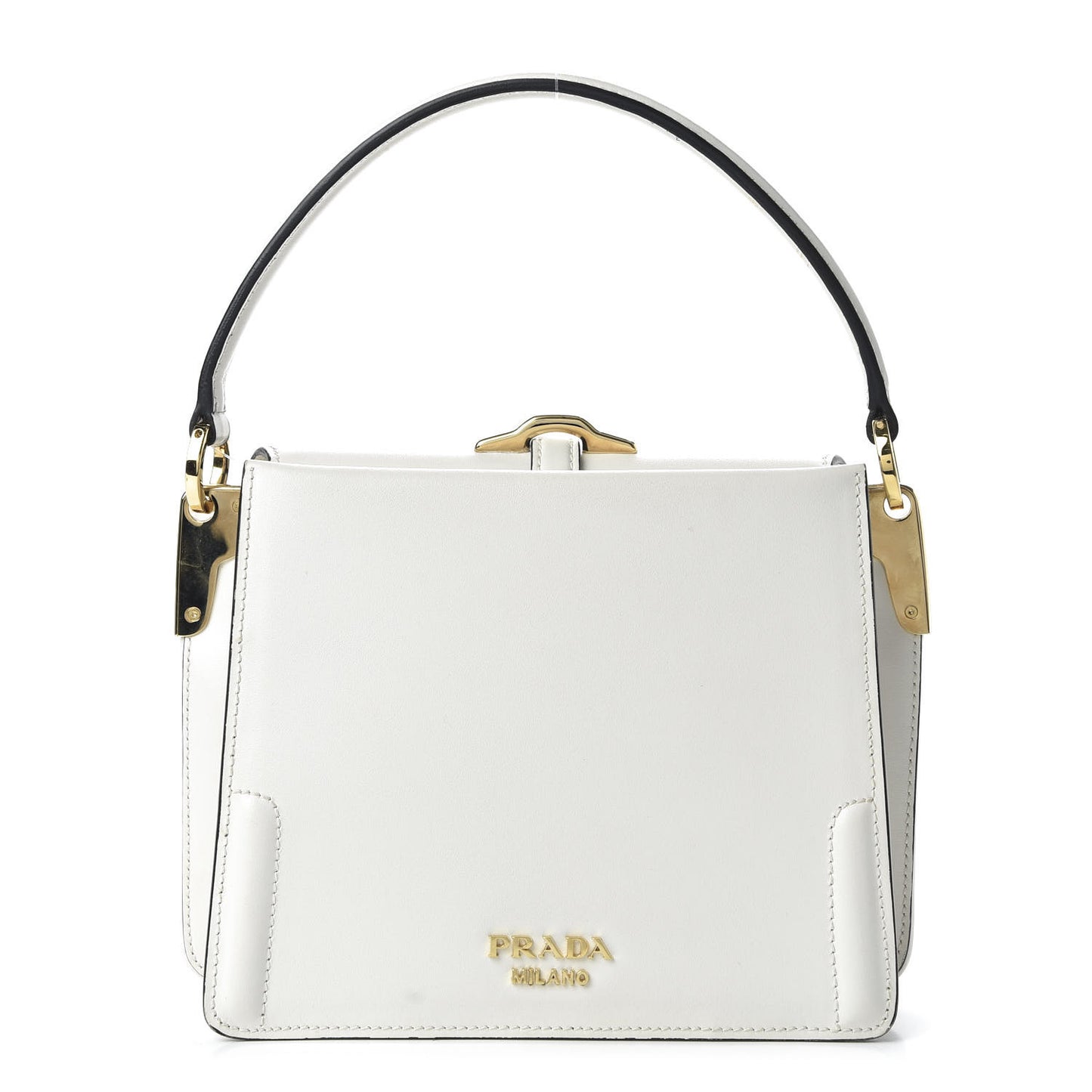 City Calfskin Small Belle Top Handle Bag Bianco