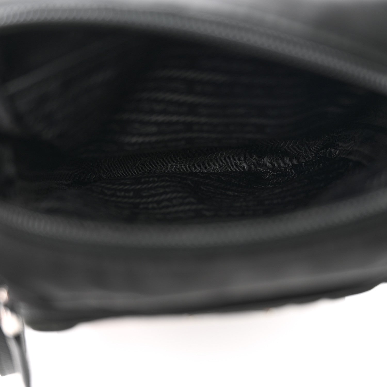 Prada Tessuto Nylon Saffiano Vertical Wristlet Pouch Black 5 of 6