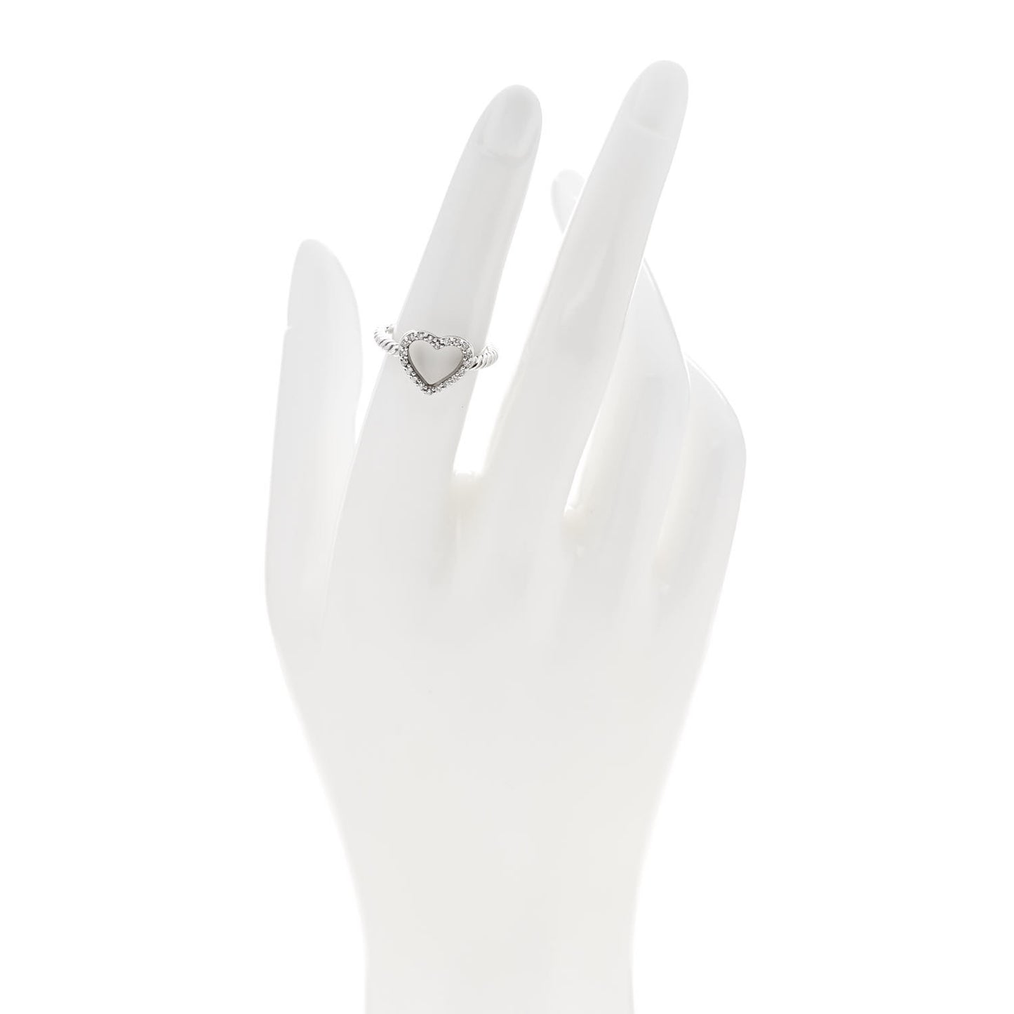 Sterling Silver Diamond 10mm Open Heart Ring 52 6