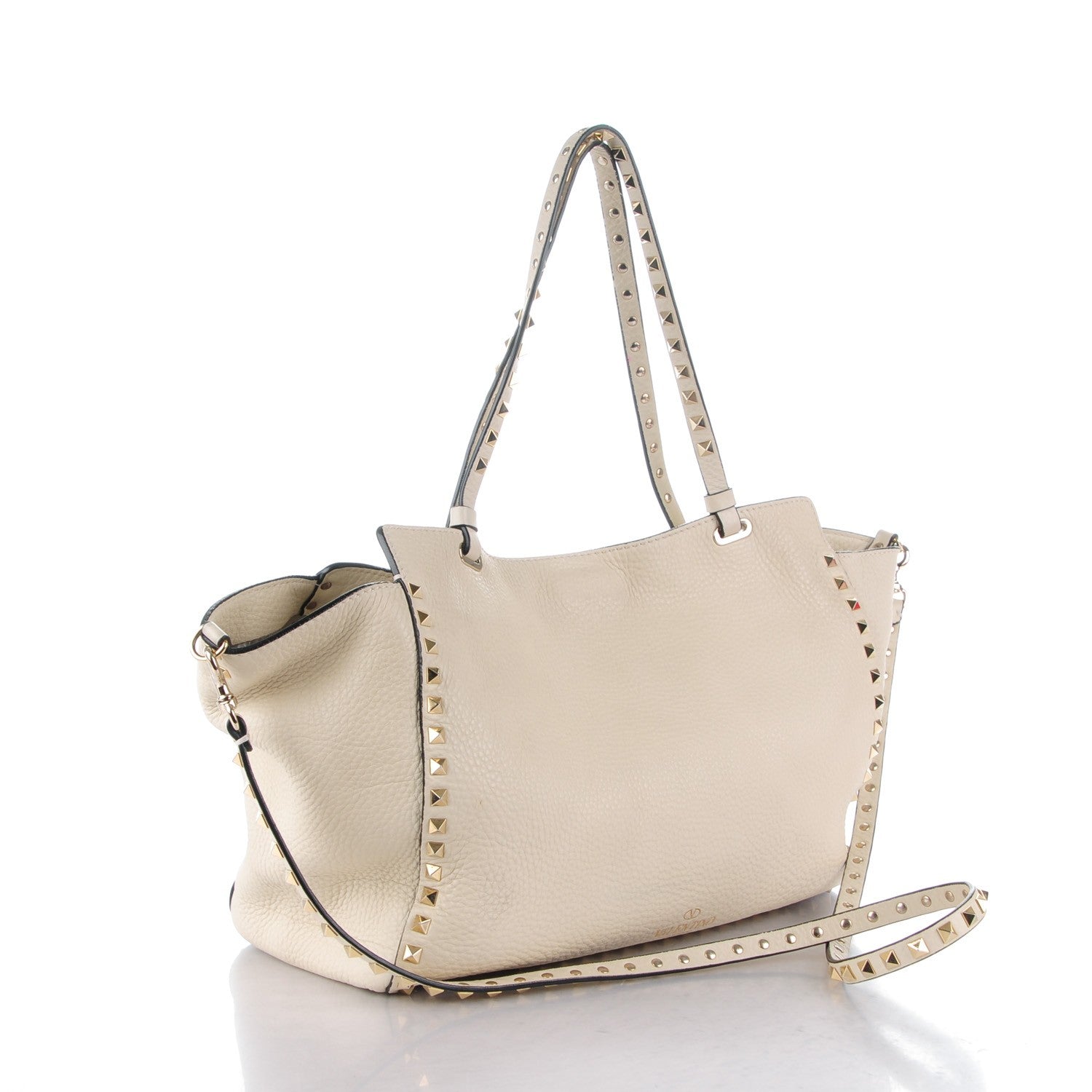 Valentino Garavani Grained Calfskin Medium Rockstud Tote Ivory 3 of 8