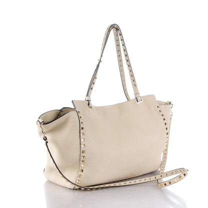 Valentino Garavani Grained Calfskin Medium Rockstud Tote Ivory 3 of 8