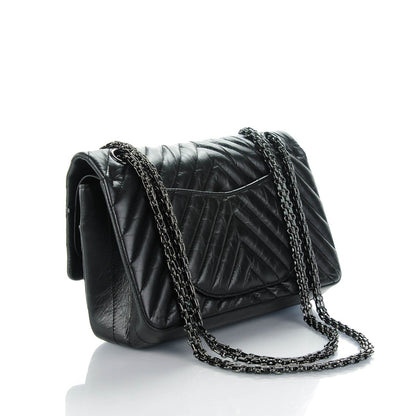 Chanel Aged Calfskin Chevron Quilted 2.55 Reissue 225 Flap So Black 3 of 8