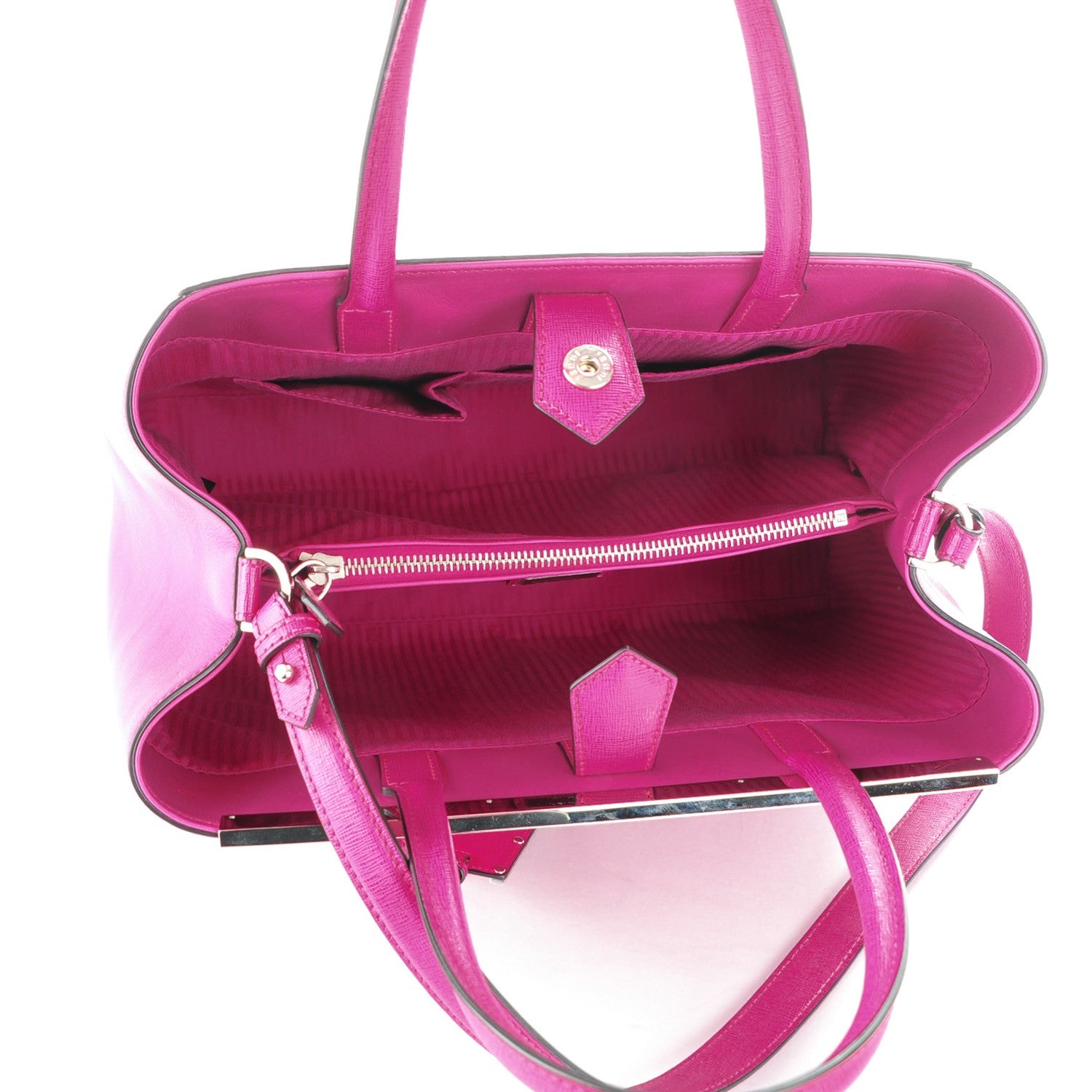 Fendi Vitello Elite Medium 2Jours Tote Magenta 5 of 8