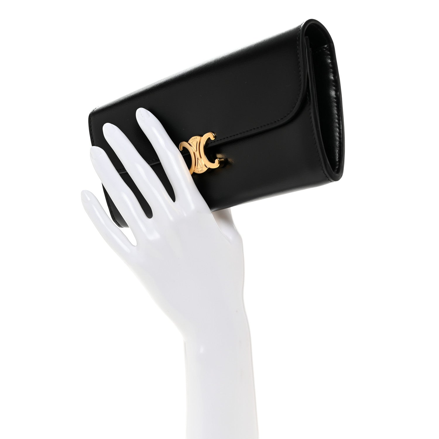 Celine Shiny Calfskin Long Triomphe Wallet Black 2 of 8