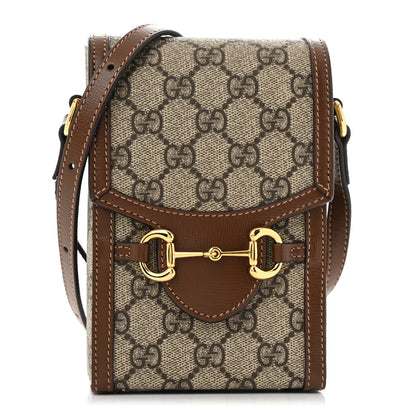 Gucci GG Supreme Monogram Mini Horsebit 1955 Crossbody Bag Beige Brown Sugar 1 of 11