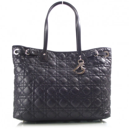 Christian Dior Coated Canvas Cannage Large Panarea Tote Blue 1 of 9