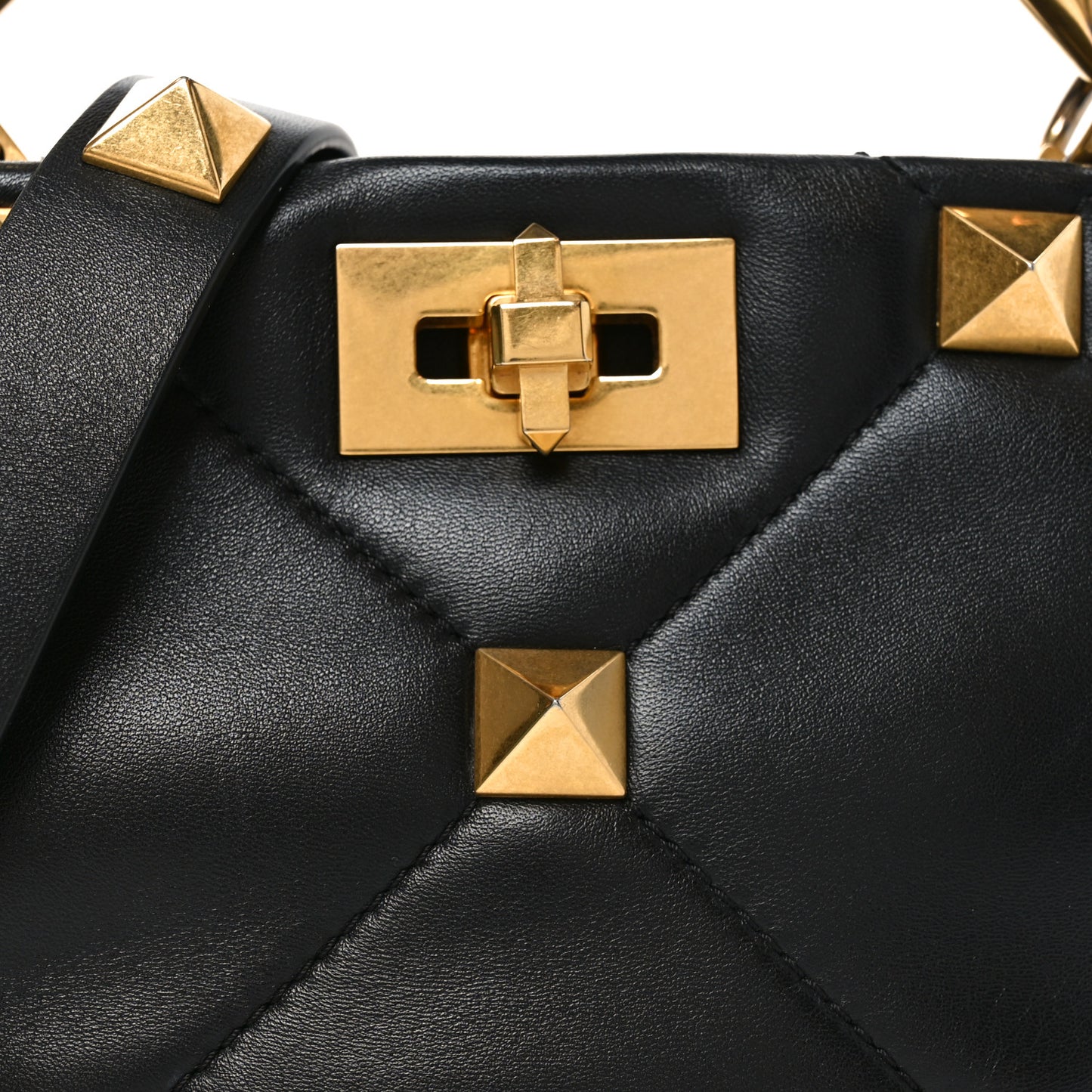 Nappa Mini Roman Stud The Handle Bag Black