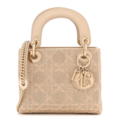 Christian Dior Lambskin Cannage Beaded Embroidered Mini Lady Dior Caramel Beige 1 of 10