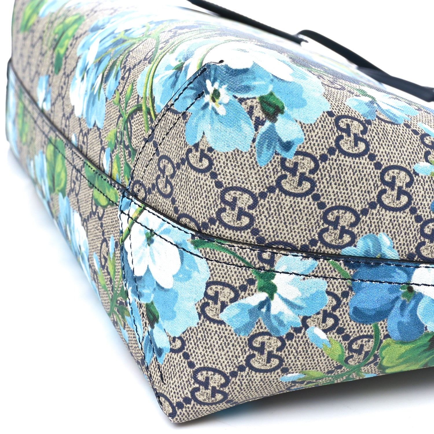 Gucci GG Supreme Monogram Blooms Medium Reversible Tote Beige Blue Navy 9 of 14