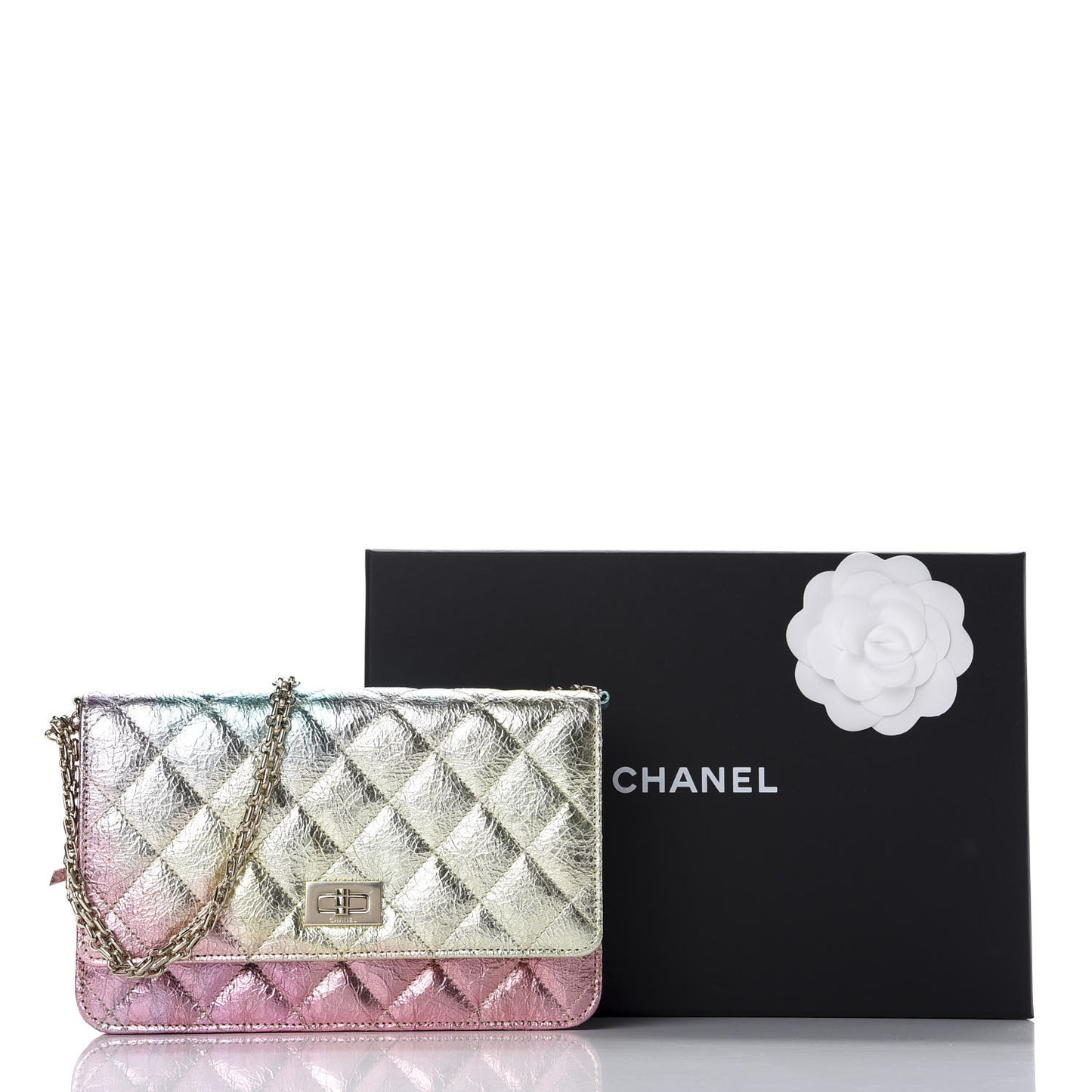 Metallic Goatskin Quilted 2.55 Reissue Wallet on Chain WOC Multicolor