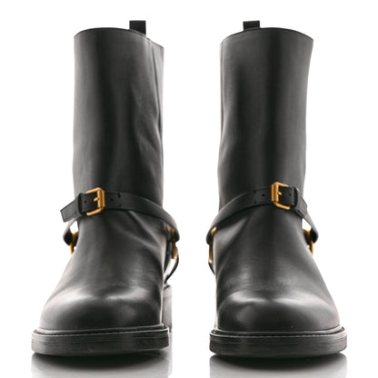 Gucci Calfskin Tess Horsebit Ankle Boots 37 Black 2 of 9