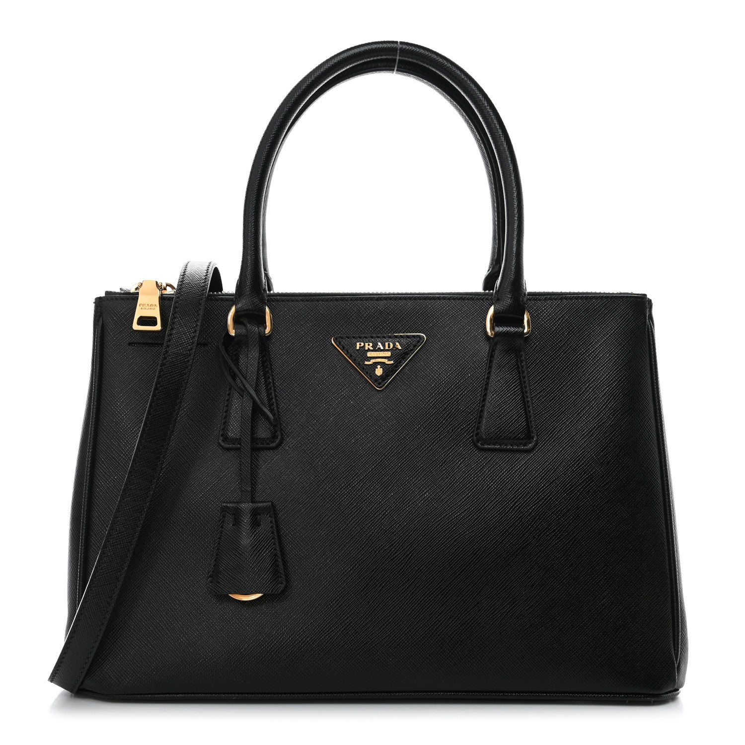 Prada Saffiano Small Galleria Double Zip Tote Black 1 of 4