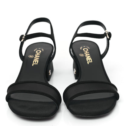 Chanel Pearl Slingback Sandals 41 Black 2 of 9