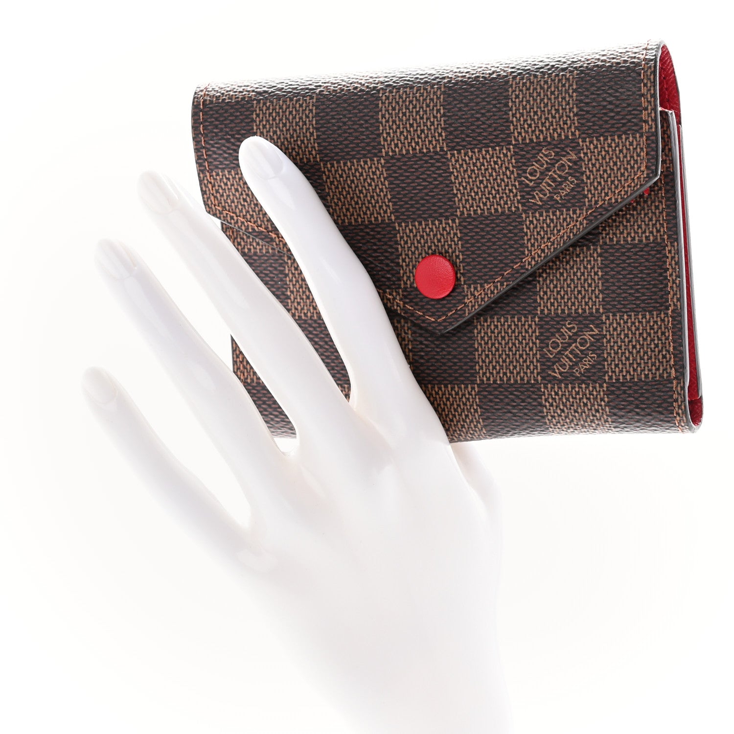 Louis Vuitton Damier Ebene Victorine Wallet Red 2 of 12